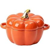 Dutch Oven Pot with Lid, Pumpkin Pottery Dessert Saucepan, Mini Baking Dish Cute Pumpkin Bowl, Co...