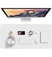 Hsurbtra Desk Pad, 35.5" x 17" PU Leather Desk Mat, XXL Extended Mouse Pad, Waterproof Desktop Bl...