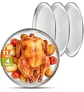 Offiper Stainless Steel Plates, 4 Pack 11.8 inch Large 201 Metal Food Serving Plate Set, Reusable...