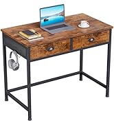 Furologee Computer Desk with 2 Fabric Drawers, 36 Inch Small Home Office Writing Desk, Vanity Des...