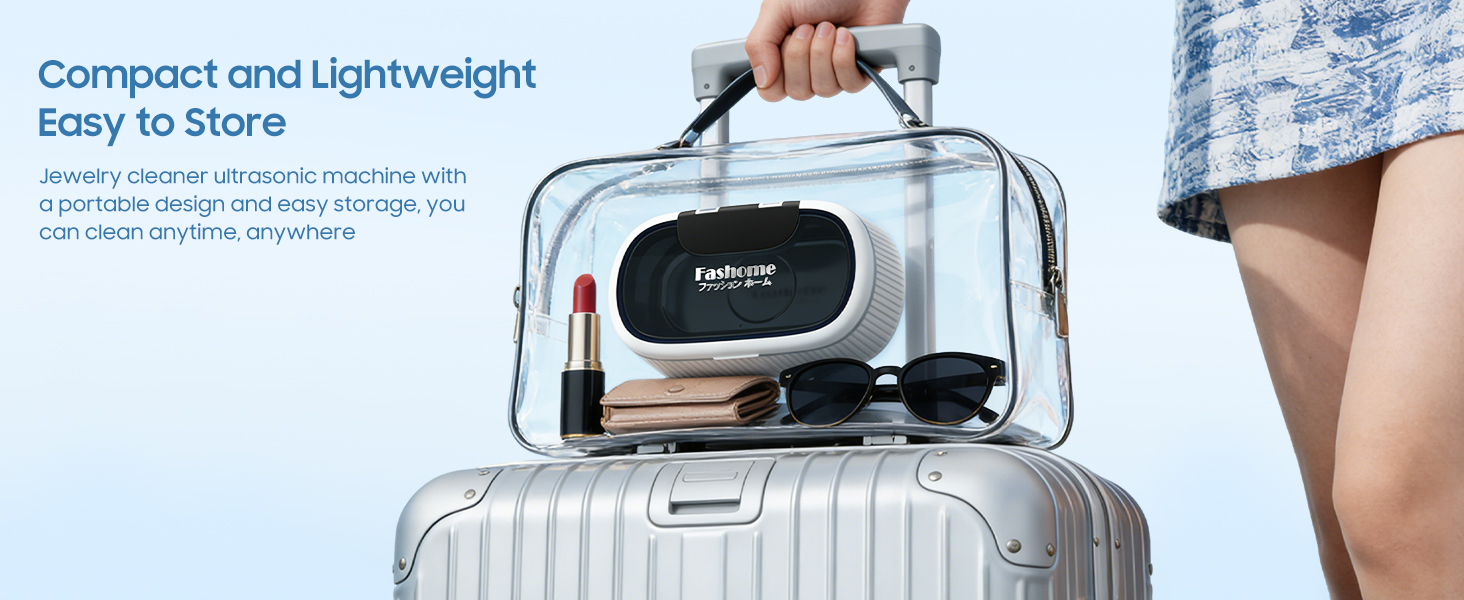 This ultrasonic cleaner features a portable design, making it ideal for business trips and travel.