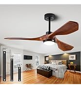 Ceiling Fans with Lights and Remote,52 Inch Unique Wood Ceiling Fan with Noiseless Reversible DC ...