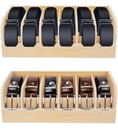 GTI Belt Organizer, 2pcs 6 Compartments Belt Organizer for Closet and Drawer, Bamboo Display Case...