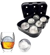 Silicone Ice Cube Trays Round Ice Cube Mold Spheres Ice Ball Maker (6 Round Ice Ball Black)