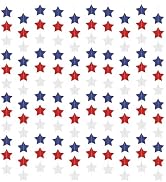 6 Pack Total 60 ft Patriotic Red White Blue Star Garland, Hanging Paper Stars Streamer Banner, US...
