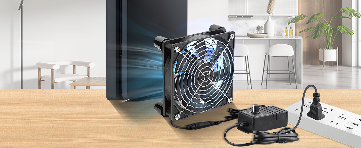 GDSTIME 120mm Computer Fan with Speed Control, for Receiver DVR Xbox Modem AV Cabinet Cooling