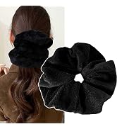 TUCEWP Jumbo Towel Scrunchies for Drying Hair Ultra Soft Absorbent Microfiber Hair Tie Black Extr...