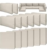 Cethytirko 14 Piece Outdoor Patio Waterproof Cushion Covers, Fits 6-Seat Wicker Rattan Sectional ...