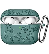 Lerobo for AirPods Pro 2 Case Cover, Flower Engraved Case Compatible with Apple Airpod Pro Case 2...