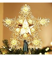 BrizLabs Christmas Tree Topper, 8" 11 Bulbs Warm White Star Xmas Topper Lights, 120V UL Certified...