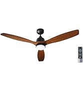 iLiving 60-Inch 6-Speed 3-Blade Solid Wood Ceiling Fan with LED and Remote, Reversible, 3 Color L...