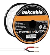 Askcable 14/2 AWG 100 Feet 2 Conductors Red Black Wire with Fire Resistant White Jacket 14 Gauge ...