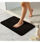 TYUU Black Bathroom Rug, Ultra Soft Bath Rugs Non Slip Washable, Super Absorbent Quick Dry Small ...