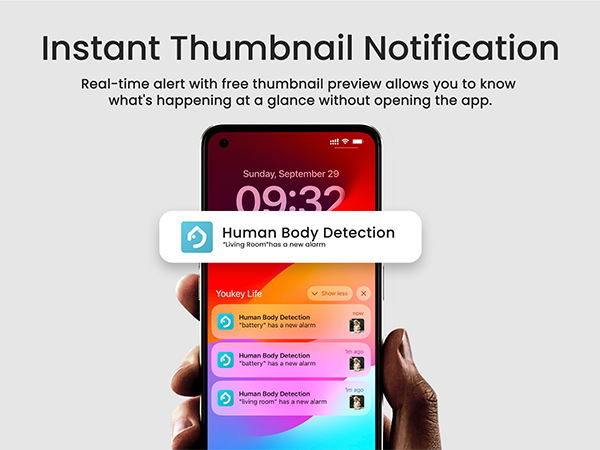 youkey S320 indoor wireless camera with Instant Thumbnail Notification