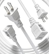2-PACK 15ft White Extension Cord 125V 5A 625W Slim Design, 2-Prong Polarized Plug