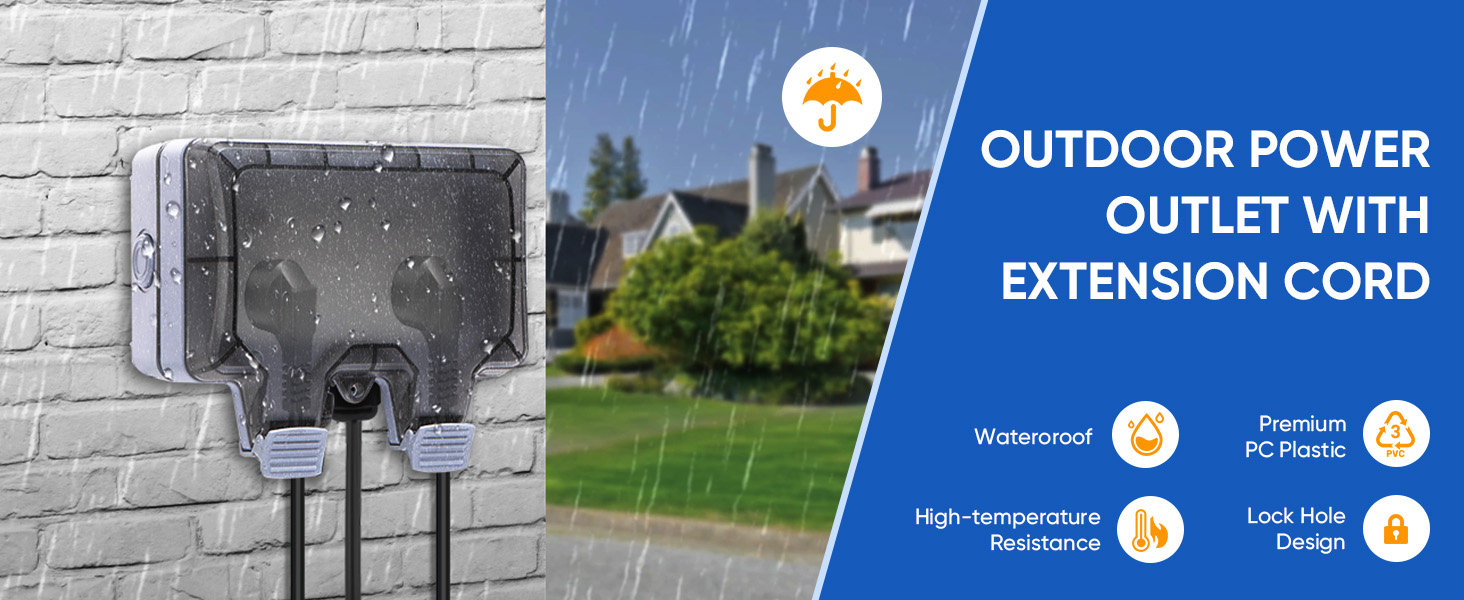 Outdoor Power Outlet with Extension Cord