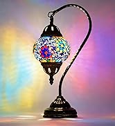 XUMAIDENG Vintage Turkish Lamp Stained Glass Table Lamp, Handmade Turkish Moroccan Mosaic Lamp wi...