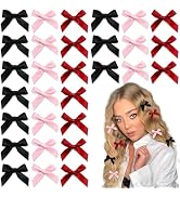 YAEISM 30PCS Small Hair Bows Black Mini Bow Hair Clips Satin Mini Pink Bows Coquette Barrettes Ha...