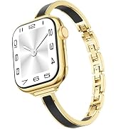 Mosonio Slim Bracelet Bands for Apple Watch Women, Elegant Thin Metal Band with Embedded Silicone...