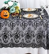 ShinyBeauty Lace Tablecloth Black 60x120-Inch Lace Table Overlay Rustic Lace Fabric Black-Lace-Ta...
