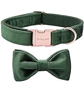 ARING PET Dog Collars with Bowtie-Velvet Dog Bow tie Collar, Adjustable Dark Green Dog Collar