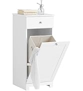 SoBuy Slim Tilt-Out Laundry Hamper Cabinet, Smal Pull-Out Bathroom Storage Unit with Shelf&Drawer...