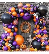 Adeyoo Halloween Balloon Garland Arch Kit, Black Orange Purple Balloons | 150 Pcs Scary Halloween...