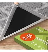 Rabenda 16 Pcs Grippers for Rugs, Non Slip Rug Stickers for Hardwood Floors and Tiles, Reusable a...