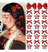 STGDAK Red Bows For Hair Bow Y2k Star Clips Cute Ribbon Bow Clip Grosgrain Mini Bows Barrette All...