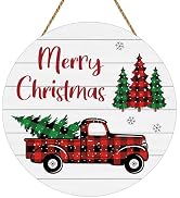 Christmas Decorations Indoor Door Decorations Merry Christmas Sign Truck Wall Decor Buffalo Plaid...