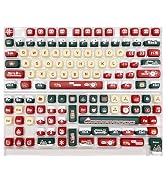YMKPVR KBDiy Christmas Carnival KOA Profile Keycap Set,133 Keycaps, Red Xmas Santa Snowflake PBT ...