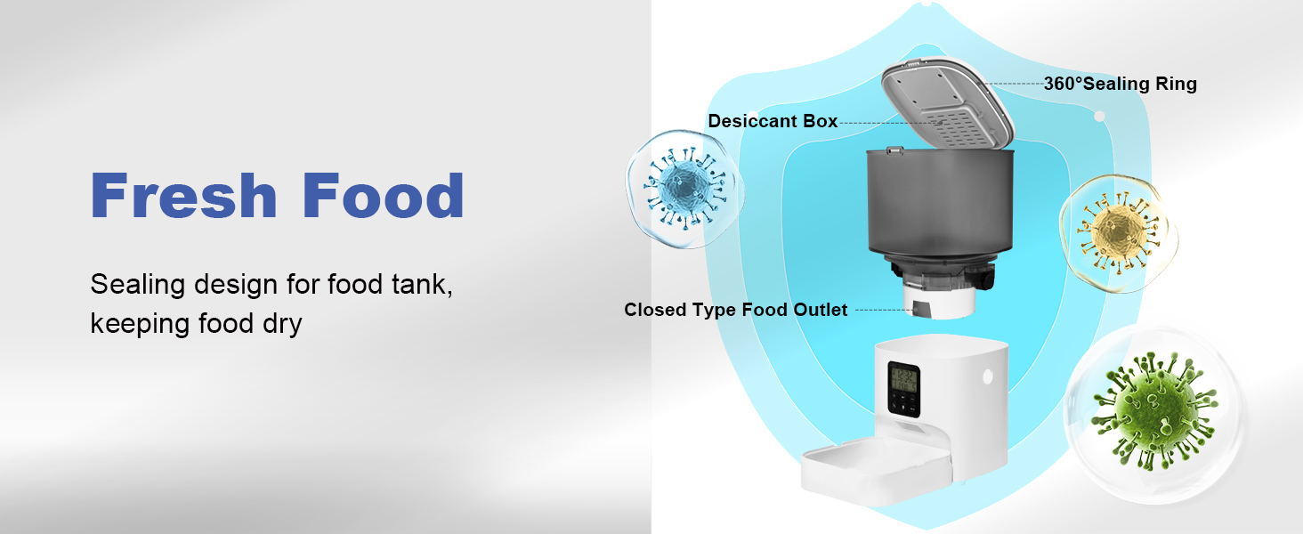 automatic cat feeder with two layer sealing design to keep food fresh