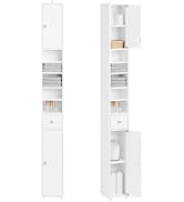 Haotian Bathroom Skinny Tall Storage Cabinet, Slim Stand Narrow Tower Cabinet with Adjustable She...