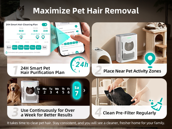 4 tips to maximize your air purifier’s pet hair capture performance