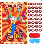 Hooqict Circus Games Pin The Nose on The Clown Carnival Party Games for Kids Clown Party Supplies...