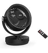 JRD Fans for Bedroom, 90° Oscillating Air Circulator Fan, 13 Inch Quiet Table Fan with Remote, 12...
