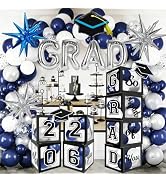 2026 Navy Blue Graduation Decorations,Balloon Garland Arch Kit with 4 GRADBalloon Boxes,Graduatio...