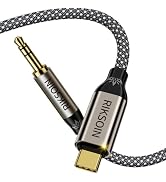 RIKSOIN USB C to 3.5mm Aux Cable,Silver-Plated Copper Core Type C to 3.5mm Headphone Car Stereo C...