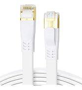 CAT 8 Ethernet Cable, 1.5ft (2 Pack) High Speed 40Gbps 2000MHz Flat S/FTP CAT8 Patch Cord, Gigabi...