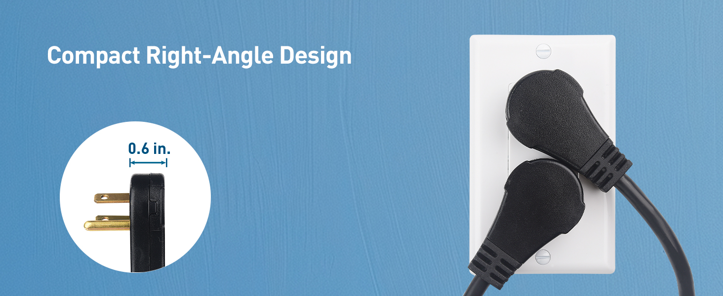 360° Rotating Flat Plug Short Extension Cord