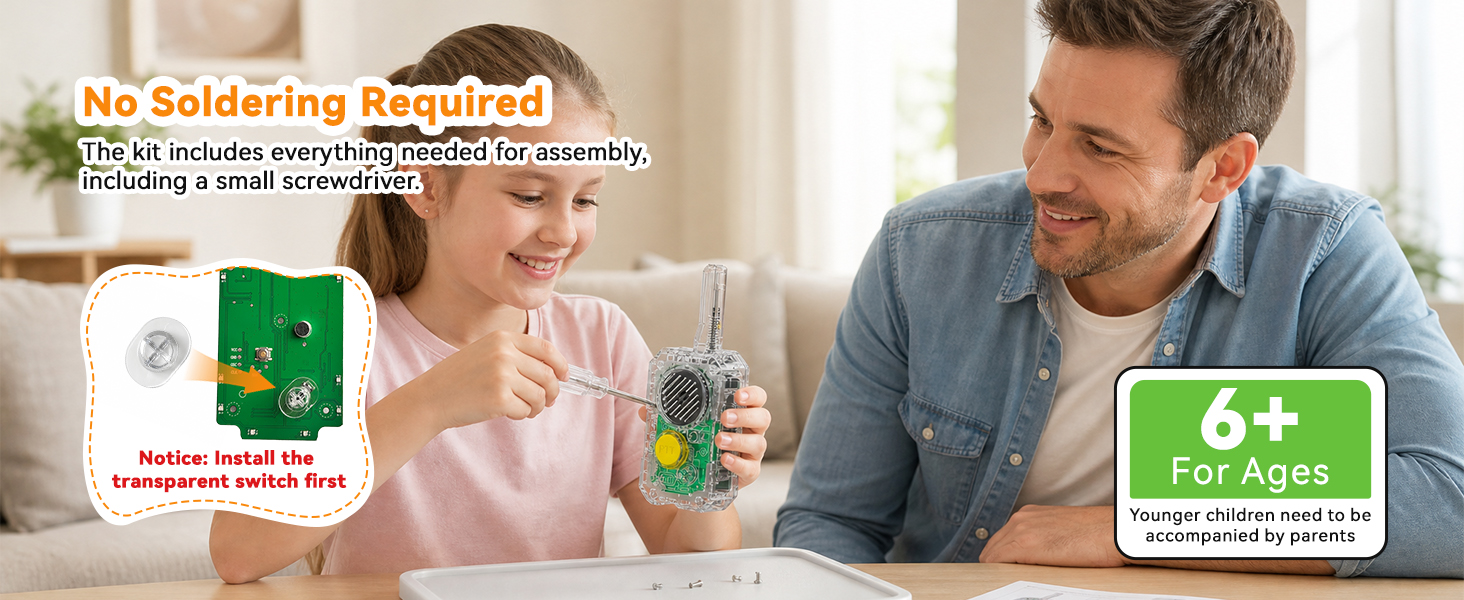 walkie-talkies for kids building fm radio kid stem walkie talkie toys for ages 8-13 DIY kit for kids