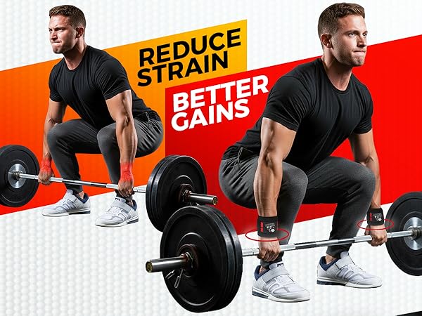 Wrist wraps used during barbell lifting