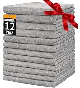 HOMERHYME Hand Towels, 12 Pack 25''*15'' Gym Towels, Grey Quick Dry Lint Free Soft Absorbent Bulk...