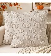 MIULEE Fall Pumpkin Throw Pillow Covers Beige 18x18 Set of 2 | Autumn Decorations Farmhouse Soft ...