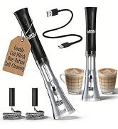 Milk Frother Handheld, Low Noise Rechargeable Frother Wand with Stand, Stainless Steel Shaft for ...