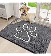 smiry Dog Door Mat for Muddy Paws, Absorbent Dirt Trapper Non-Slip Washable Mat, Quick Dry Chenil...