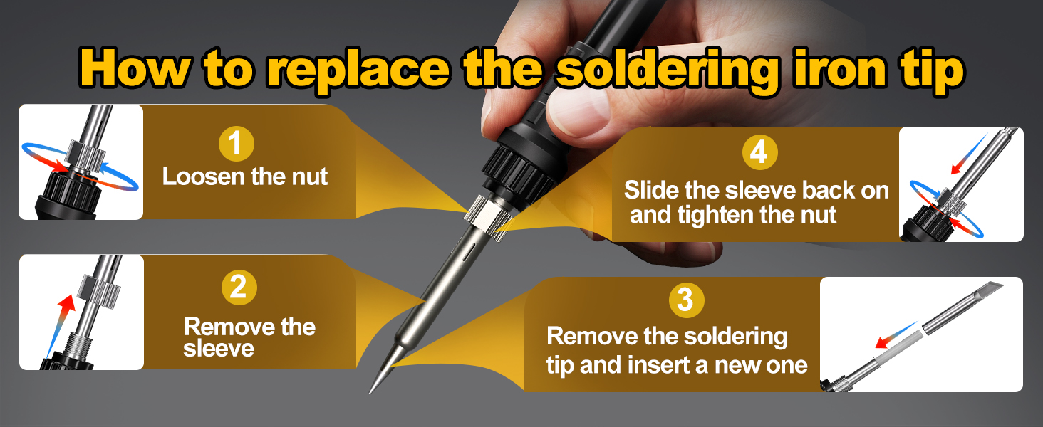 Guidelines for replacing soldering iron tips of the soldering iron pen circuit board soldering kit