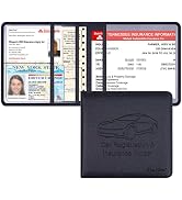 Techion Car Insurance and Registration Holder, 5.5 x 5 Inch PU Leather Vehicle Glove Box Organize...