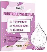 Koala Glossy White Film for Inkjet Printers, Waterproof and Tearproof Printer Paper, Single-Sided...