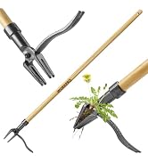 WORKPRO Weed Puller Tool with 44” Bamboo Handle, Heavy-Duty 4-Claw Cast Iron Head, Stand-Up Weede...